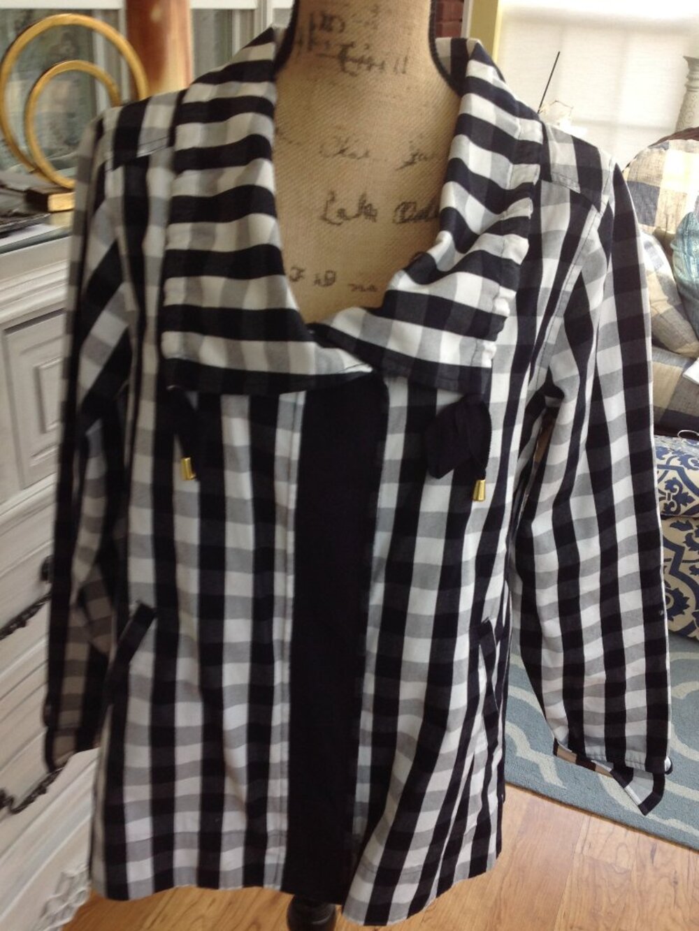 Crown & Ivy Navy White Buffalo Check Spring Jacket